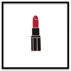 Red Lipstick w/Black & Gold Tube Pin
